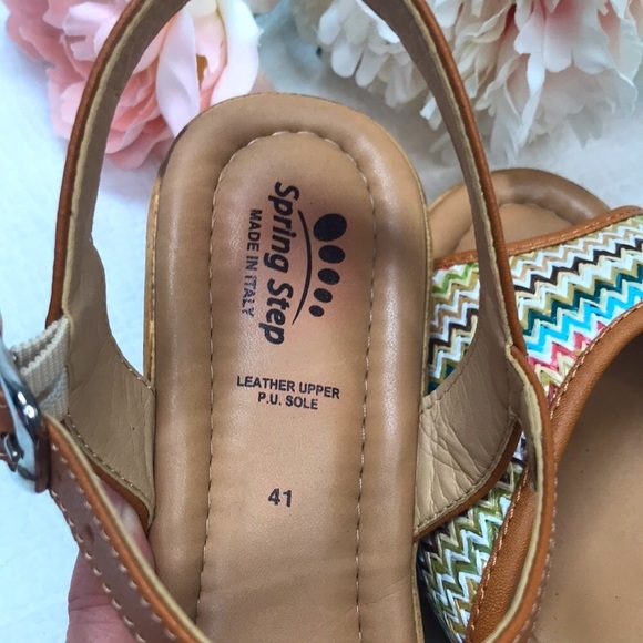 Spring Step Leather Upper Summer Cork Wedge Size EU 41 - Picture 2 of 6